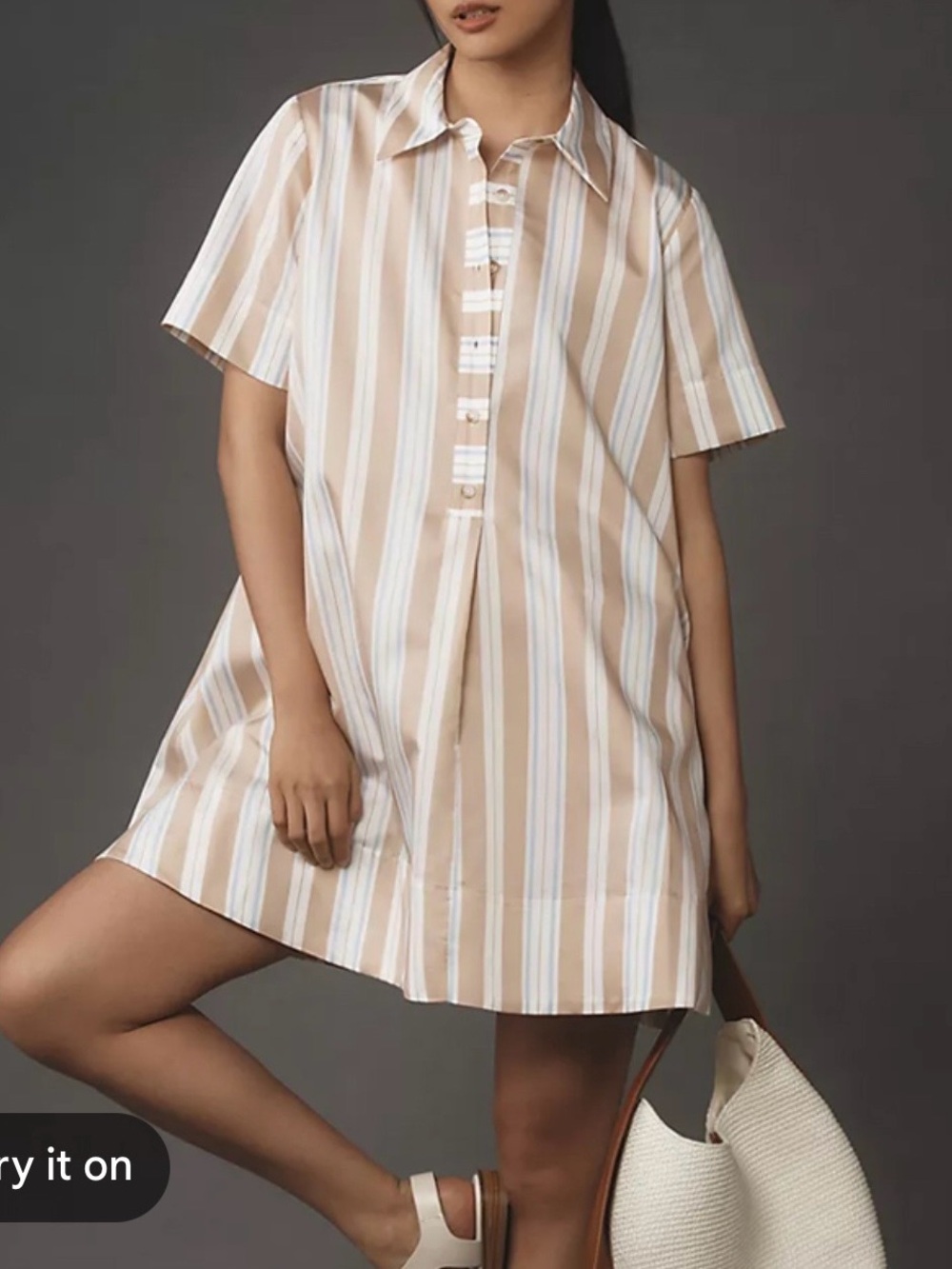 by Anthropologie The Pollie Short-Sleeve Swing Tunic Mini Dress